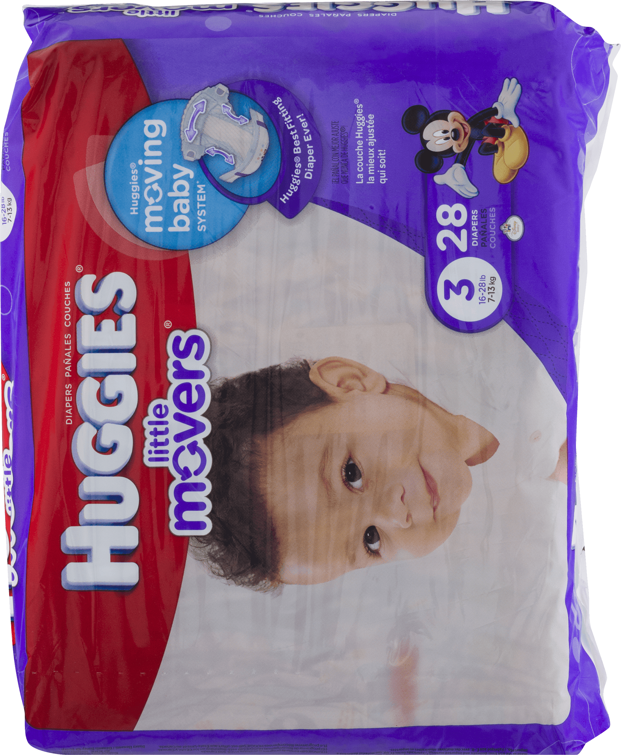 HUGGIES Little Movers Diapers, Size 3, 28 Diapers