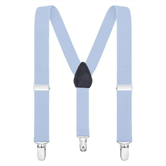 Buyless Fashion Adjustable Suspenders for Kids Toddlers Baby Elastic Solid Color 1 Inch - Y Back Design - 5102-Light-Blue-22