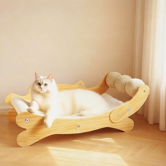 AuroVyxx Pet furniture,Cat Scratcher Bed for Indoor Cats 3-in-1 Scratching Post & Hammock Lounge with Solid Wooden Perch (Easy Assembly)