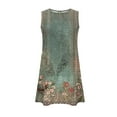 thumbnail image 5 of Womens Summer Dress with Pockets Floral Print Sleeveless Loose Crew Neck Tank Short Dress Pleated Swing Sundress (M, Army Green), 5 of 7