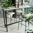 thumbnail image 2 of Wisfor Sintered Stone Counter Height Pub Bar Table Kitchen Dining Table,47.2x15.75x41.4", Glossy Jaded White, 2 of 9