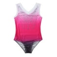 thumbnail image 3 of JanJean Kids Girls One Piece Ballet Dance Gymnastic Leotard Sleeveless V-Neck Shiny Rhinestone Rose_Red 8, 3 of 7