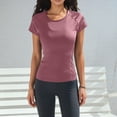 thumbnail image 2 of Yuhangmm Womens T Shirts, Women's Workout Tee for Daily Outdoor Wear - Slim Fit Short Sleeve Yoga Top Lightweight Breathable Athletic T Shirt for Gym Running Training Pink2 M, 2 of 5