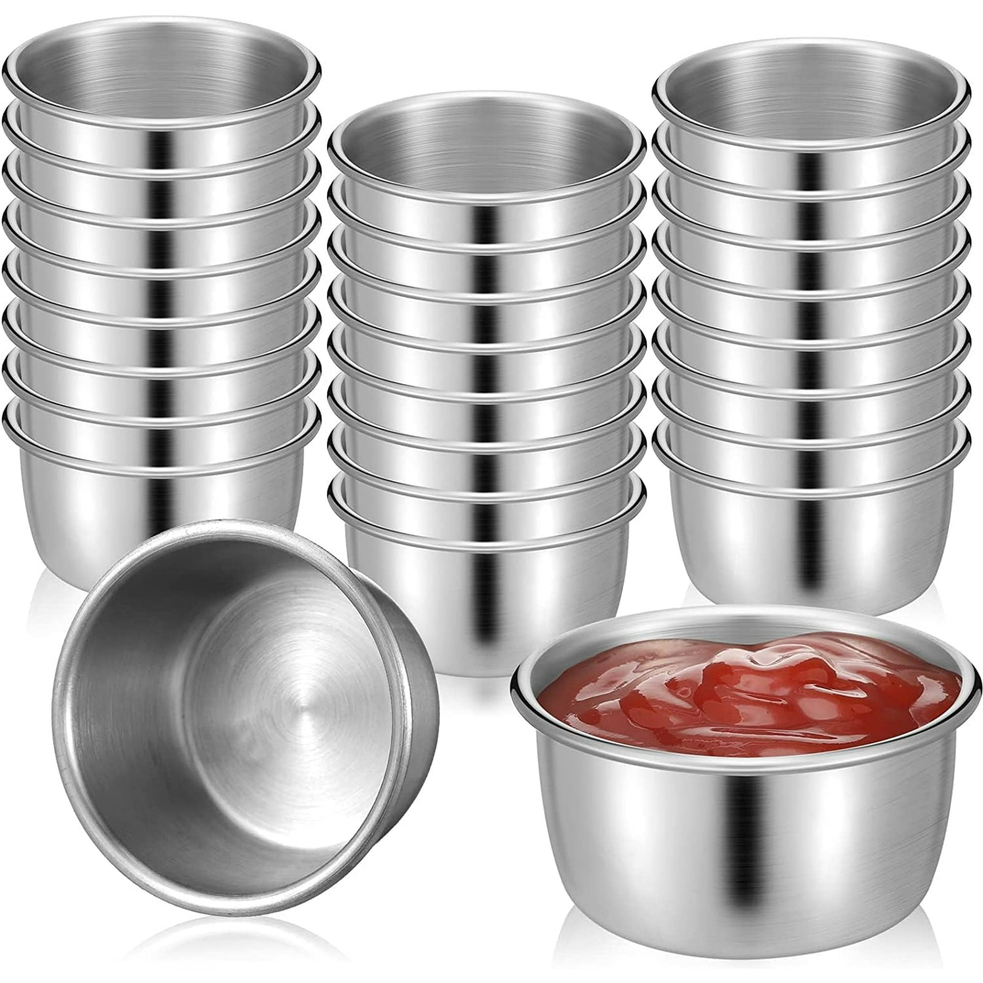Dipping Sauce Cups Stainless Steel Sauce Cups Metal Ramekins Sauce Bowls Mini Round Dipping Cups Pudding Condiment Cups for Kitchen Restaurant 10pcs Walmart