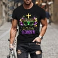 thumbnail image 2 of Xixinqiwan Men Short Sleeve Mardi Gras Shirts,Women Casual Round Neck Loose Blouse Gold Green Purple Masquerade Party Outfit Costume, 2 of 6