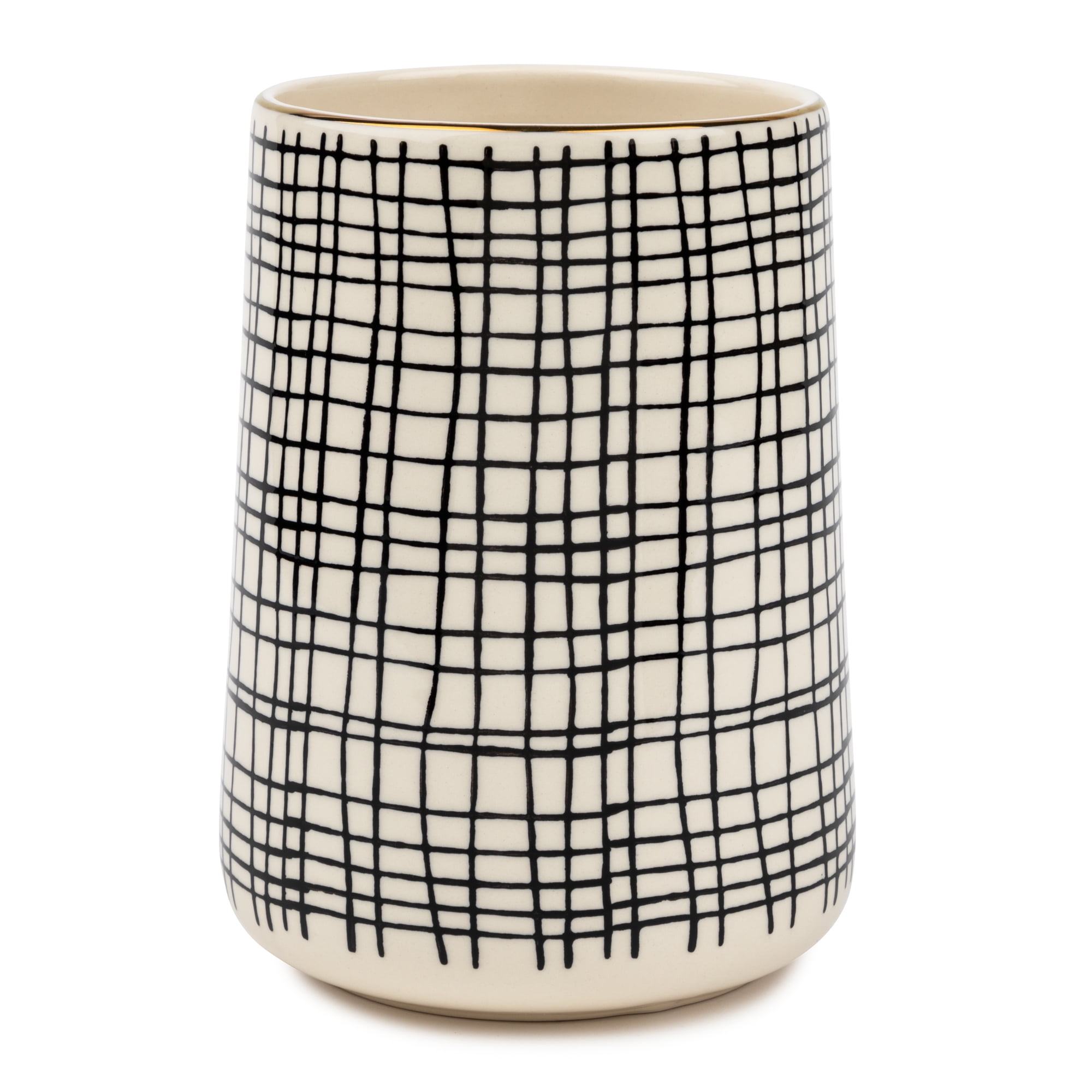 Thyme & Table Ceramic Utensil Holder, Cross Grid