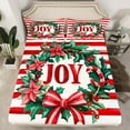 thumbnail image 2 of jejeloiu Joy Christmas Queen Sheet Sets,Red Xmas Berry Flat Sheet,Geometric Stripes Bowtie Queen Fitted Sheet For Child,Ultra Soft Home Decor,4 Pieces, 2 of 7