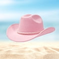 thumbnail image 2 of Elegant Outdoor Beach Leisure Resort Style Sun Hat with Round Brim Hillbilly Hat Great Hat Cool Mens Hats Fedora Hat Lot Leather Cowboy Hat Adult Cowboy Hat Youth Western Hat Cow Girl Hat, 2 of 4