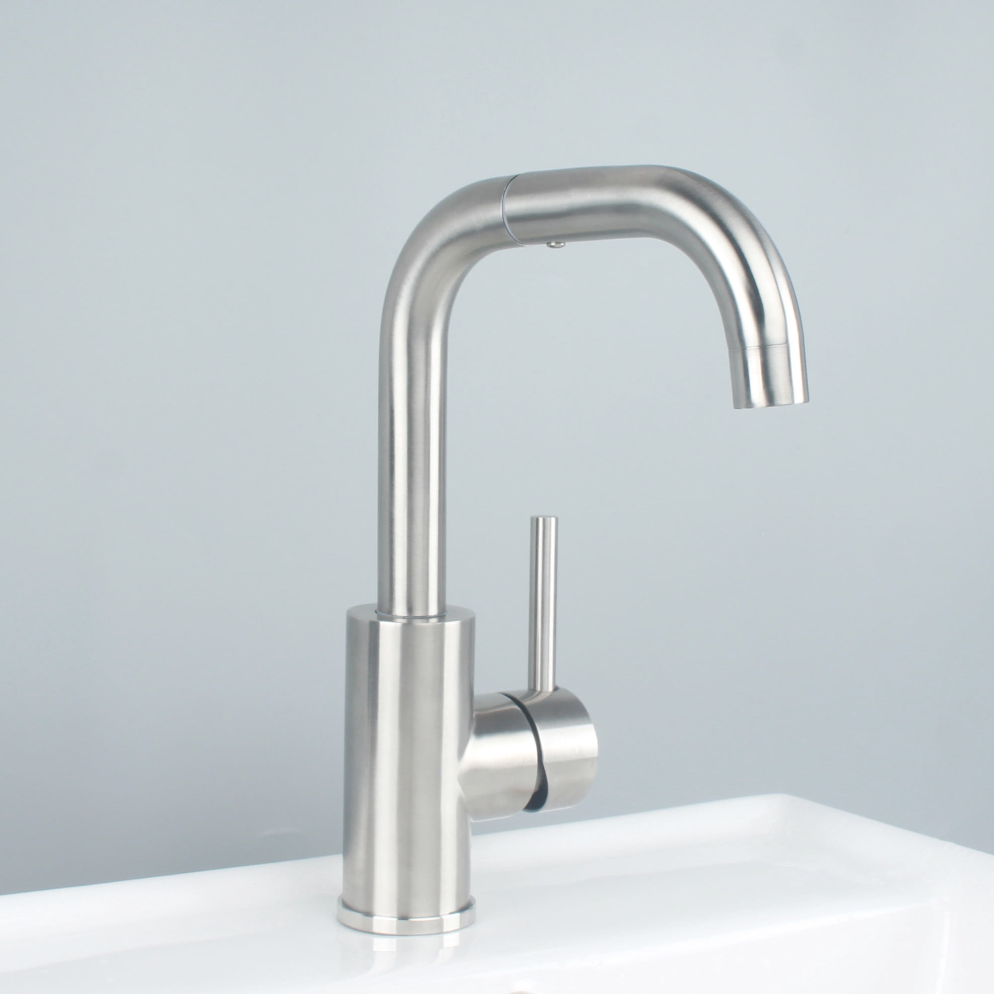 Brushed Nickel Bathroom Faucet for Sink 1 Hole Bar Faucet Single Hole Single Handle Vanity Faucet 360 Swivel Spout