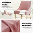 thumbnail image 5 of Restworld Velvet Dining Chairs Set of 6, Modern Upholstered Dining Chairs with Gold Metal Legs,Tufted Dining Chairs for Living Room, Bedroom, Kitchen,Pink, 5 of 7