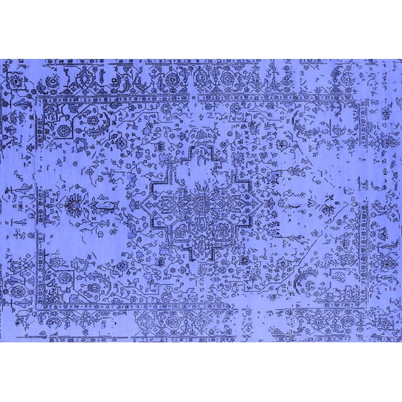 Ahgly Company Indoor Rectangle Oriental Blue Industrial Area Rugs, 5' x 8'