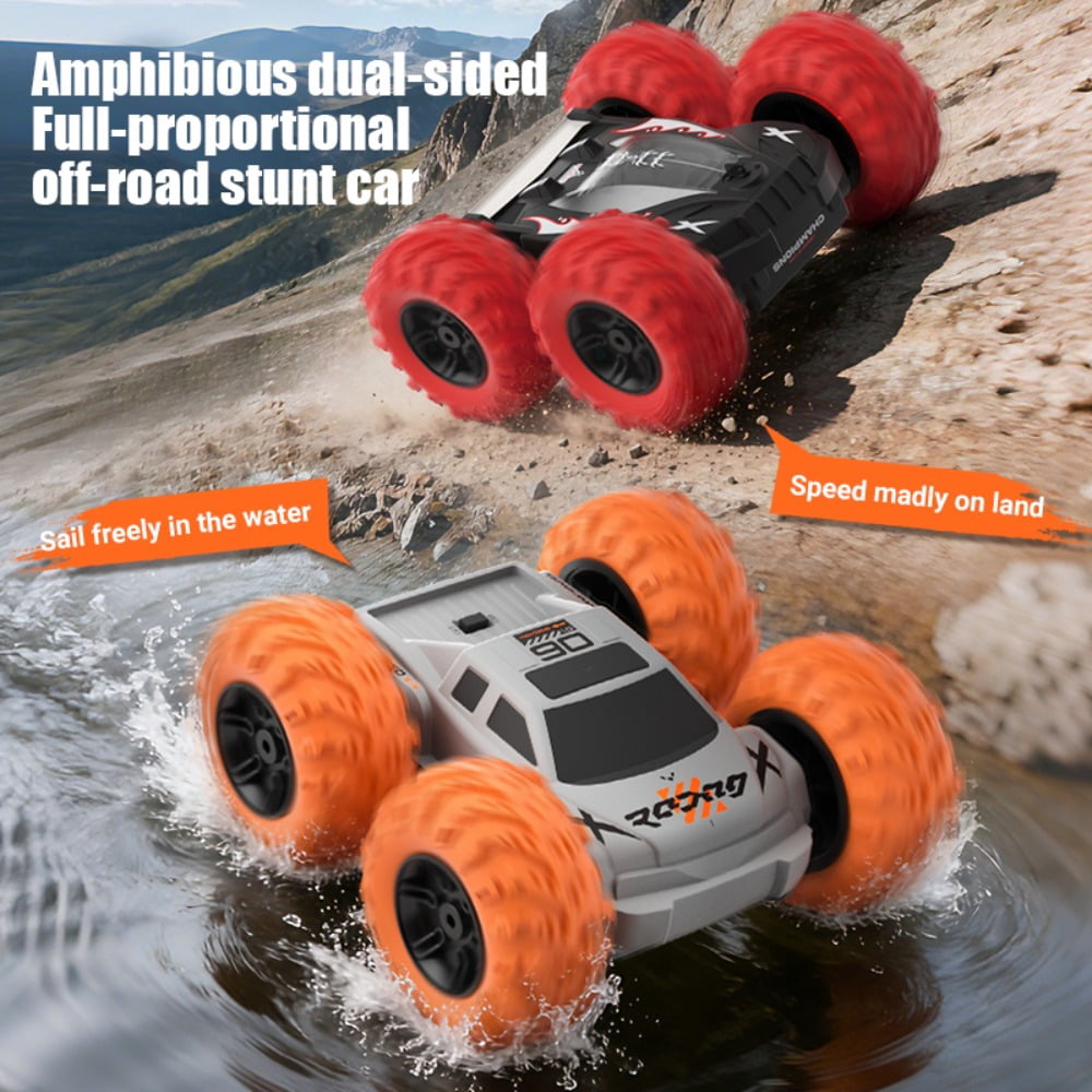 Amphibious Double-Sided Remote Control Car,Rechargeable RC Cars Toy 360° Flips Rotation Off-road Stunt Crawler All Terrain Outdoor Indoor Toy for Kids Boys Girls 3-12