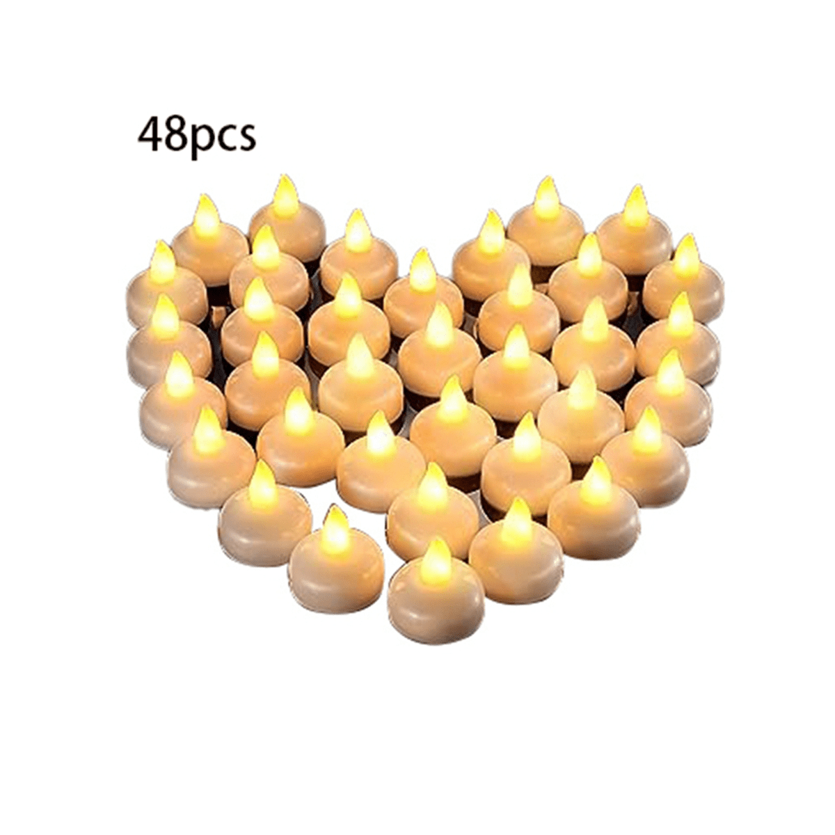 48 Flameless Water Candles, Floating Water Electronic Candles, Wedding Pool Dinner Candles (Yellow Light)