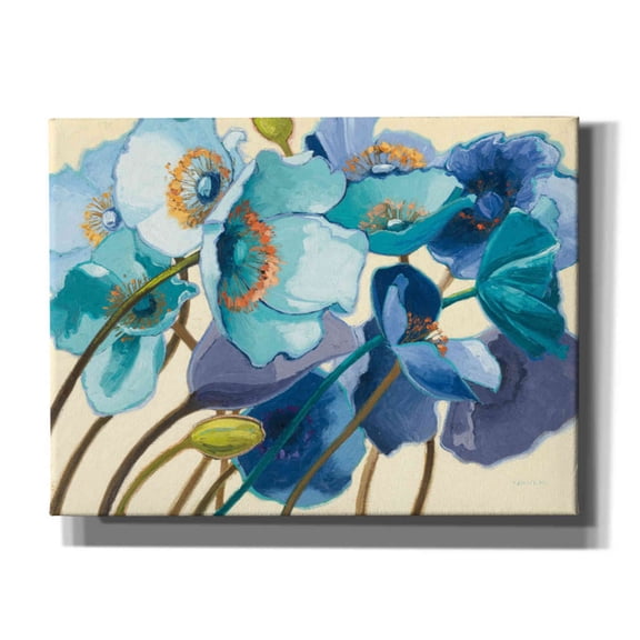 Epic Graffiti 'Le Pavots Bleu' by Shirley Novak, Canvas Wall Art, 18"x16"