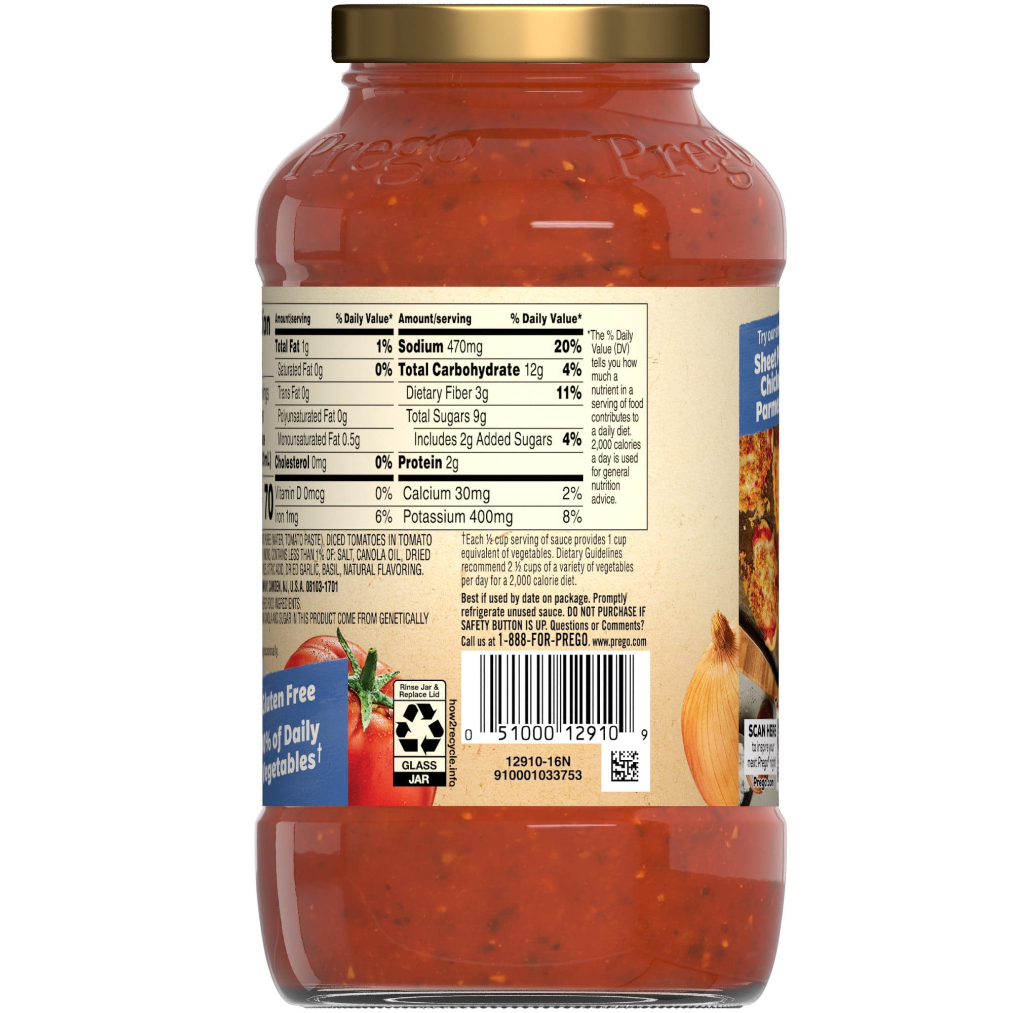(3 pack) Prego Italian Tomato Pasta Sauce with Roasted Garlic & Herbs, 24 oz Jar