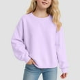 thumbnail image 2 of idosla Girls Oversized Crewneck Sweatshirts Kids Fashion Fleece Drop Shoulder Pullover 5-14 Years (Purple, 7-8 Years), 2 of 4
