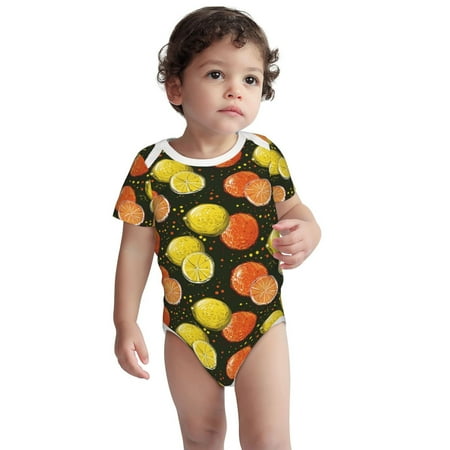 

Fotbe Orange Lemon Pattern Unisex-baby Short-sleeve Bodysuit Short Sleeve Bodysuits One-piece 100% Organic Cotton for Infant Baby Boys Unisex-6 Months