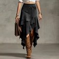 thumbnail image 3 of Aellinatey Fringe Detail Elegant Skirt Women High Waist Knee Length With Asymmetrically Hems, 3 of 8