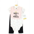 thumbnail image 2 of Hudson Baby Infant Girl Cotton Bodysuit, Pant and Bib Set, Daddys Little Princess, 6-9 Months, 2 of 5