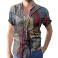thumbnail image 1 of Playeras Y Camisas Para Hombre Hombres primavera y verano Top estampado colorido botón solapa Tops camisa vacaciones al libre camisa de manga corta (Grey, M), 1 of 6