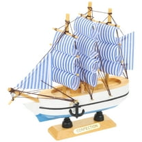BESTOYARD Mediterranean Style Wood Craft Sailboat Ornament White 1Set Decoration for Home Decor
