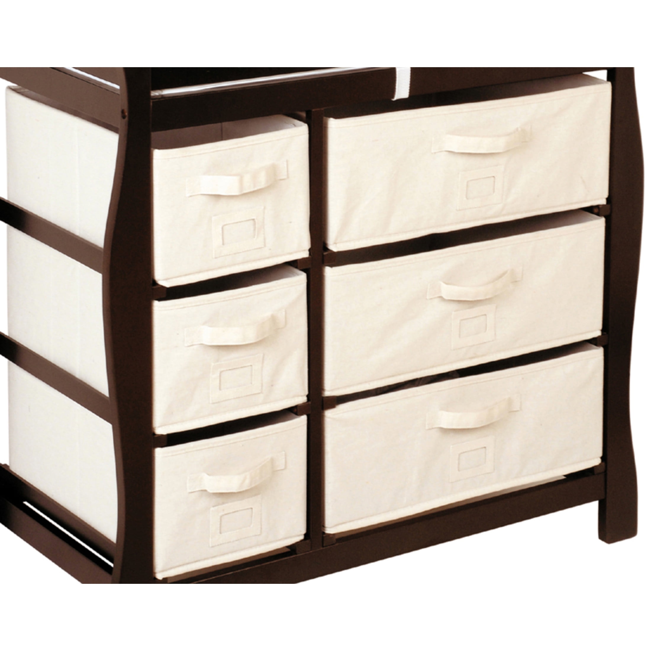 Badger Basket Sleigh Style Baby Wood Changing Table with 6 Baskets