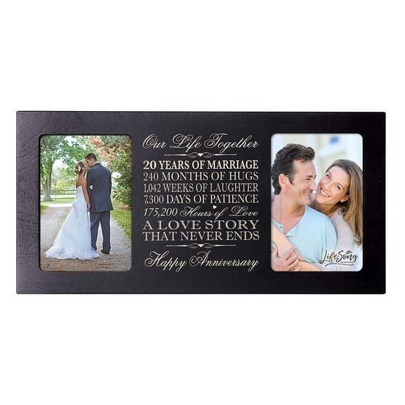 LifeSong Milestones 20th Wedding Anniversary Tabletop Picture Frame Holds 2 4x6 Photos
