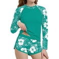 thumbnail image 3 of MKOSPLRT 2 Piece Girls Rash Guard Set Long Sleeves Swimsuit Quick Dry Swimwear Beach Shorts Summer Bathing Suits for 6-15 Years, 3 of 6