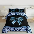 thumbnail image 2 of Homewish Chic Princess Bow-tie Full Size Comforter Sets, Blue Cheetah Leopard Print Bedding Comforter Set, Modern Fashion Polkadots Reversible Bedding Sets, Lightweight Room Decor, 3-Piece, 2 of 8