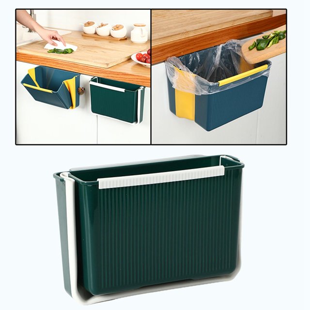 Cubo de basura plegable, cubo de basura de plástico montado en la pared, papelera de reciclaje para oficina, dormitorio, armario, inodoro de Camping Verde Soledad Papelera plegable