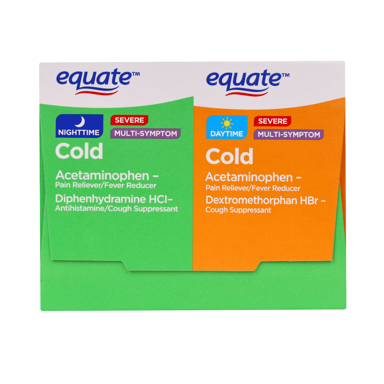 Equate Daytime & Nighttime Cold and Cough Multi-Symptom Powder Packets, 12 Count