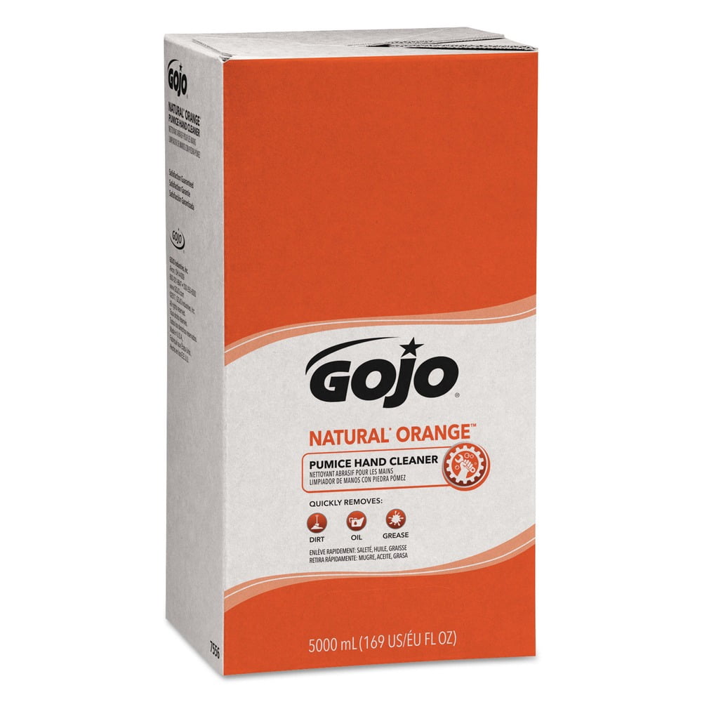 GOJO Industries 7556-02 5000 mL NATURAL ORANGE Pumice Hand Cleaner Refill - Citrus Scent (2/Carton)