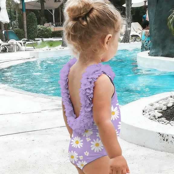 Piuwrlz Swimsuits Kids 2 Years Girls Swimwear Backless Beach Swimming Suit Purple Size 2 Years