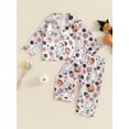 thumbnail image 3 of Elippeo Little Girls Halloween Pajamas Set, Pumpkin Print Long Sleeve Button Down Tops Elastic Waist Pants 2 Piece Set for Fall 12 18 24 Months 3 4 5 Years, 3 of 8