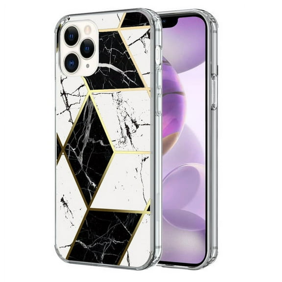 Apple iPhone 12 Pro Max /6.7" Phone Case Marble Bumper Shiny TPU Soft Rubber Silicone Rugged Cover Slim Case Roses Black White for iPhone 12 PRO MAX