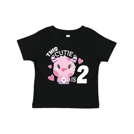 

Inktastic This Cutie is 2 with Cute Pink Monster and Hearts Gift Toddler Toddler Girl T-Shirt
