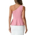 thumbnail image 3 of INSPIRE CHIC Women's One Shoulder Bow Ruffled Elegant Peplum Top S Pink, 3 of 6