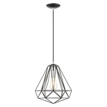 Livex Lighting Knox 1-Light Farmhouse Metal Single Pendant in Shiny Black
