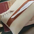 thumbnail image 3 of Caja de pañuelos de cuero PU Color Camel, caja de almacenamiento de pañuelos, soporte organizador Rectangular con tira colgante decorativa, para el hogar, 3 of 5