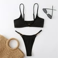 thumbnail image 3 of Women Sexy Anti-strip Solid Color Cut Out High Cut Lace Up Two Piece Bikini Set, 3 of 6