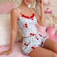 thumbnail image 2 of MVRLSH Womens Lounge Pajama Sets Lace Trim Top Short Two Piece Casual Night wear Soft Comfortable Tank Tops Beige Size M, 2 of 5