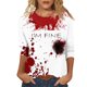 thumbnail image 1 of Camisa de manga larga con estampado de salpicaduras de sangre de Halloween para mujer, blusa informal con cuello redondo y gráfico para fiestas navideñas, 1 of 5