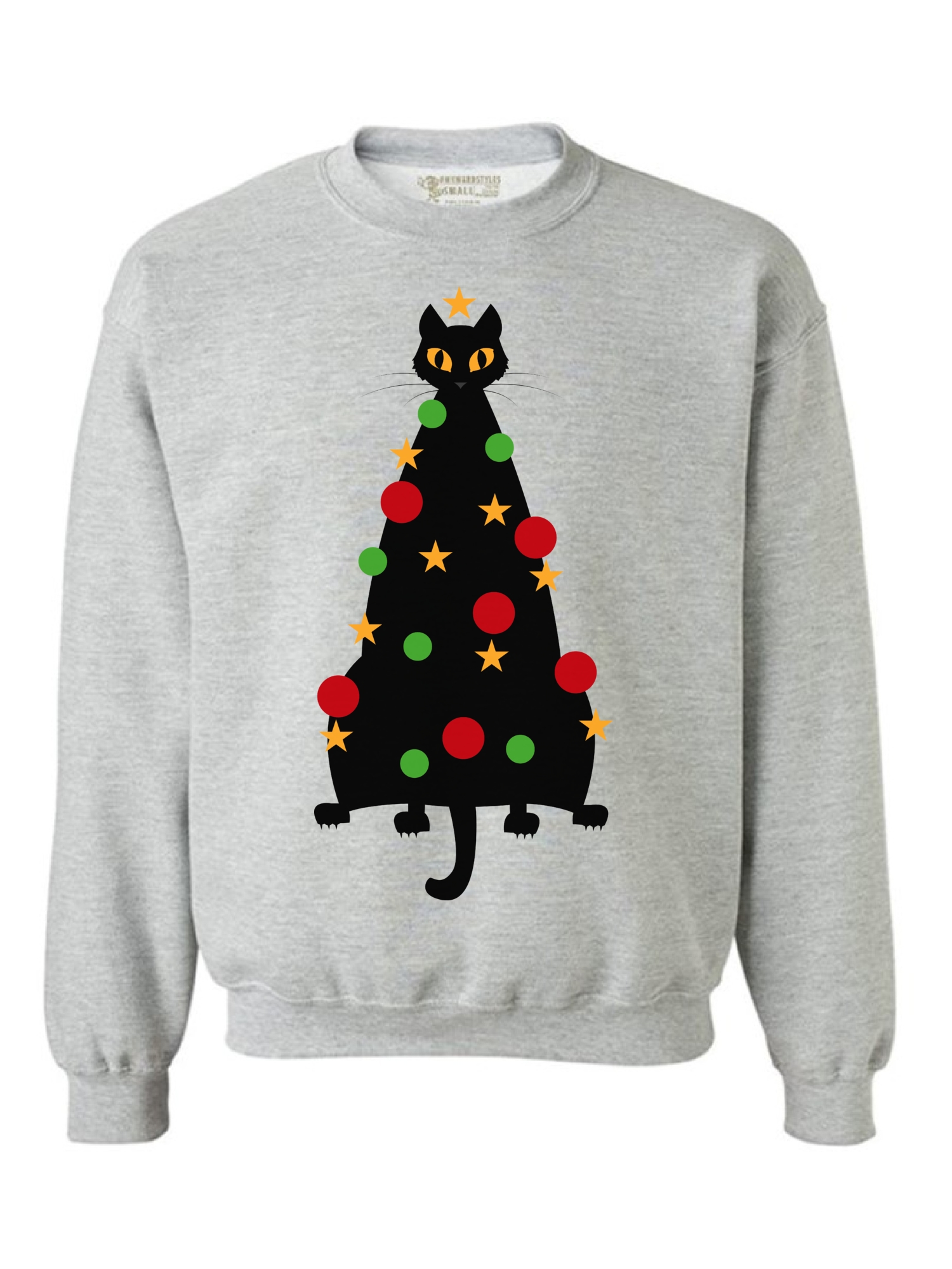 Awkward Styles Ugly Xmas Sweatshirt Christmas Cat Sweater, Adult Unisex, Size: Small, Gray