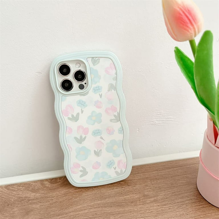 Yoedge Cover con Cordino per iPhone 14 Pro, Fiori Aesthetic Flower Motivo Disegni, Morbido Silicone Custodia Antiurto Protettiva Case con Tracolla