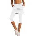 thumbnail image 3 of TGPMGRZ Skirted Leggings for Women Stretchy Breathable Workout Cropped Yoga Pants and Skirts with Pockets White Size S, 3 of 8