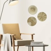 EUWBSSR 3Pcs Metal Plate Wall Decor Gold Disc Wall Art Modern Style Abstract Wall Decorations Gold Wall Art Hanging Sculptures for Living Room Bedroom
