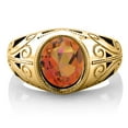 thumbnail image 3 of Gem Stone King 4.00 Cttw Twilight Orange Mystic Quartz 18K Yellow Gold Plated Silver Ring for Men | Gemstone Birthstone | Oval 12X10MM | Available in Size 5, 6, 7, 8, 9, 3 of 5