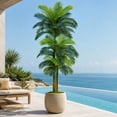 thumbnail image 5 of 10ft Tall Triple Golden Cane Palm Large Artificial Palm Tree, Faux Fake Silk Palm Plants for Outside Big House Living Room Patio Pool Home Office Living Room Yard 1 Pack, 5 of 7