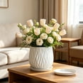 thumbnail image 4 of Modern Ripple Pattern Flower Pot, 7 Inch Plastic Planter with Tray, White Minimalist Pot for Small Plants and Greenery, 4 of 6