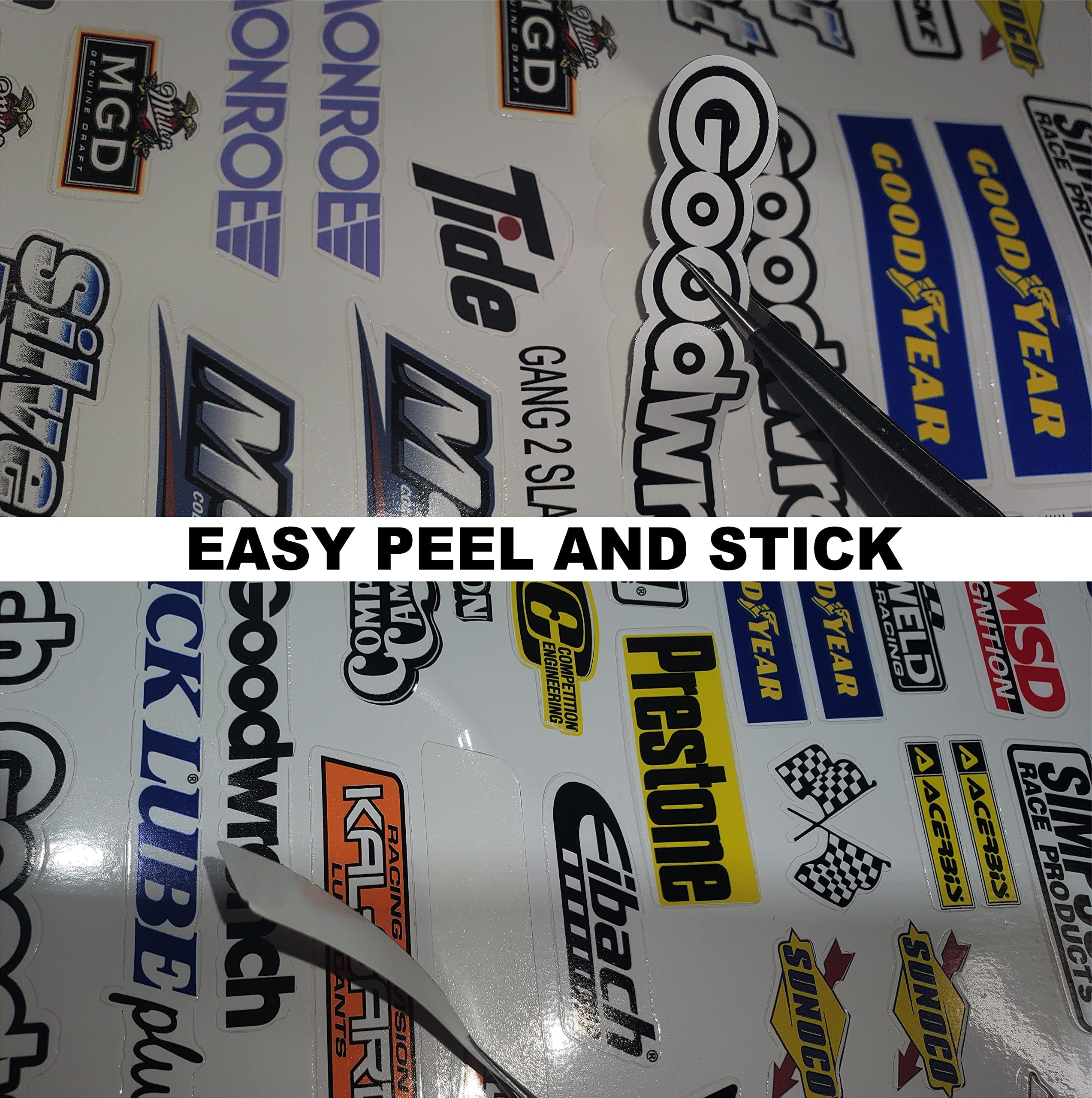 White Vinyl Sticker Variety Sheet 75-1/10th - 1/8th Scale Large 6.8" x 9.2"h Vinyl R/C Model Decal Sticker Sheet Radio Control Lexan Body